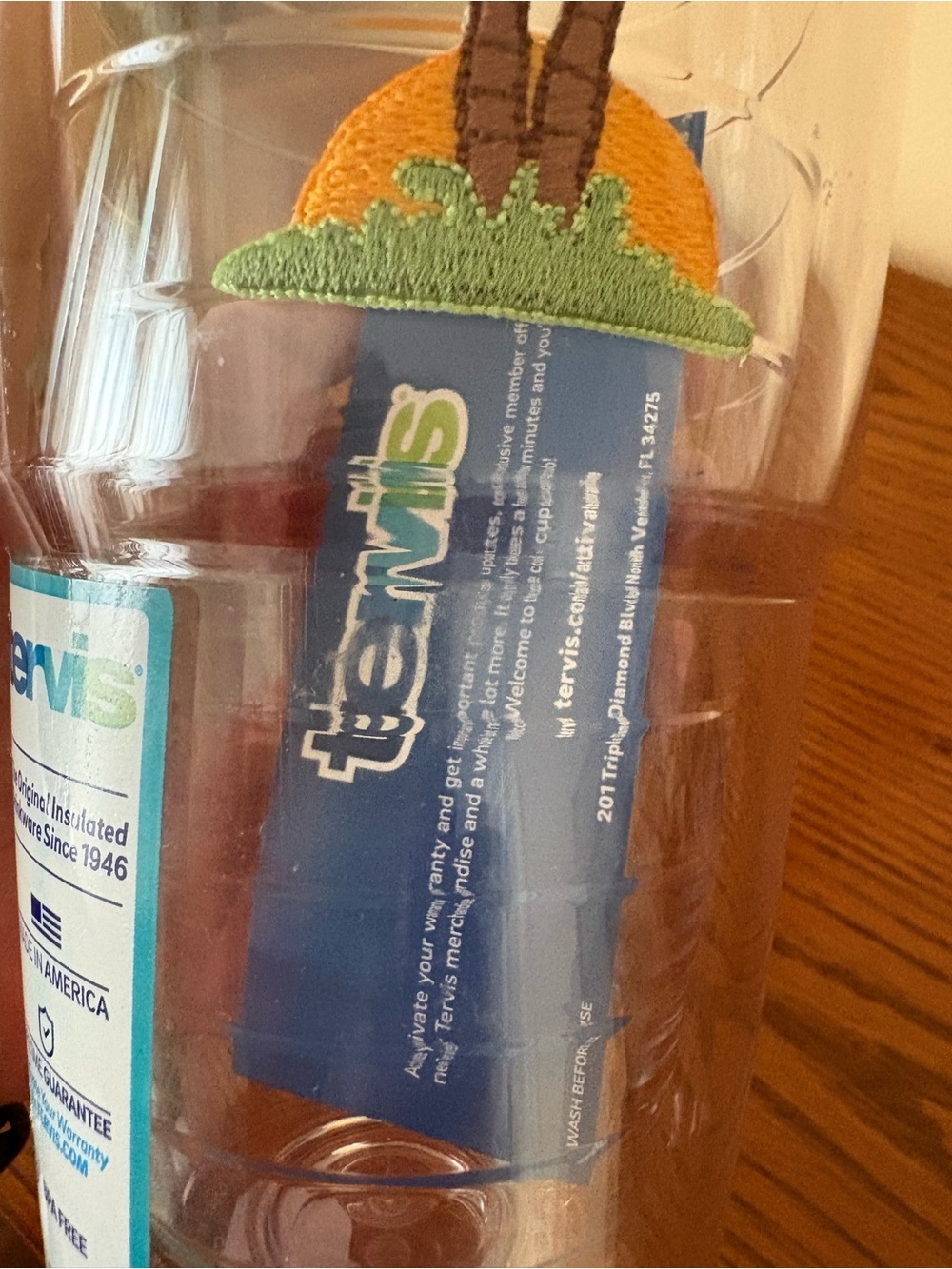tervis Clear Tumbler with Yellow Lid and Embroidered Palm Design - Picture 7 of 7